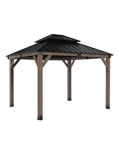 Yardtopia Maryborough 3m x 3m Timber & Steel Double Hip Roof Gazebo