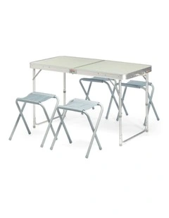 Decathlon | Quechua Folding Camping Table With 4 Stools 4 to 6 People Green