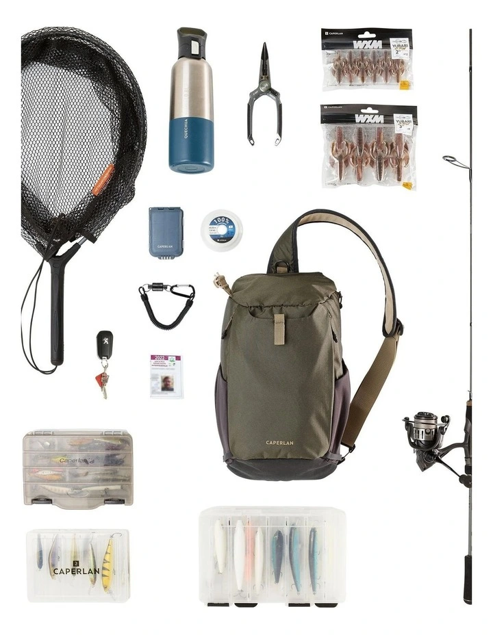 Decathlon | Fishing 9 L shoulder bag - Khaki 100 sling bag image 3