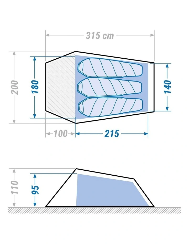 Decathlon | Simond 3-Person Tunnel Trekking Tent MT900 Ultralight image 3