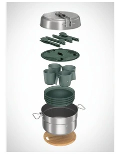 Decathlon | Stainless Steel Non-stick Camping Cookset 500 4 People 25 Items