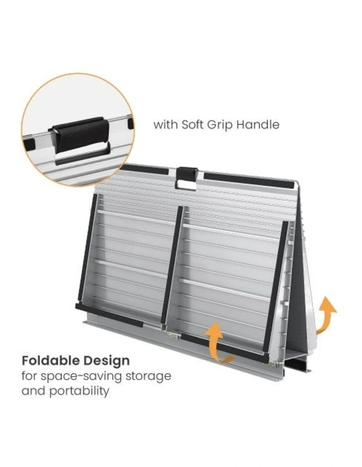 Brateck Two-Sided Aluminum Wheelchair Threshold Ramp - Silver image 2