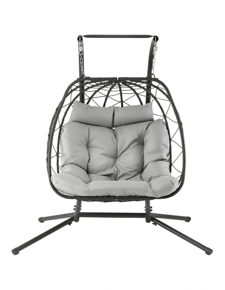 Gardeon Outdoor Swing Chair 2 Seater with Stand Cushion Rattan Patio Furniture image 3