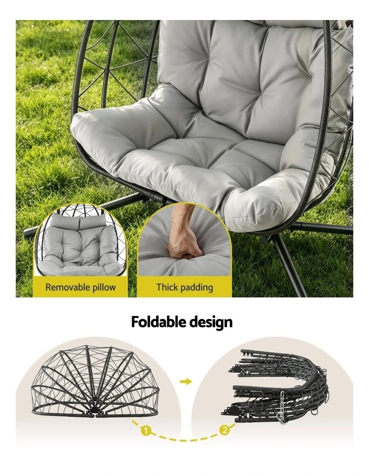 Gardeon Outdoor Swing Chair 2 Seater with Stand Cushion Rattan Patio Furniture image 5