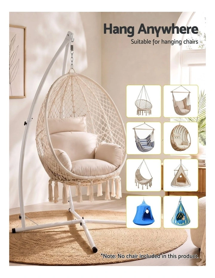 Gardeon Hammock Stand 150kg Capacity White Steel Frame for Hanging Chairs image 4