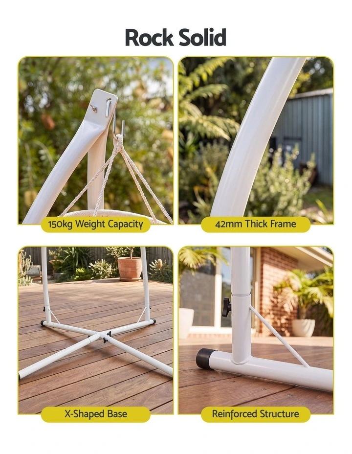 Gardeon Hammock Stand 150kg Capacity White Steel Frame for Hanging Chairs image 5