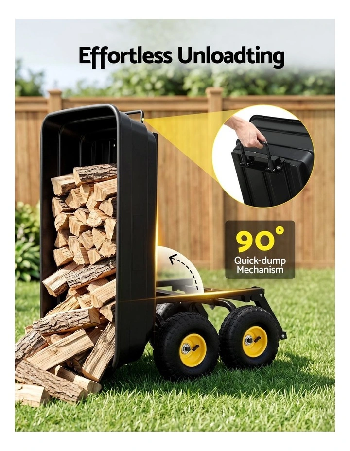 Gardeon Garden Cart Dump Utility Wagon 270kg 2in1 Handle Tractor Trolley 110L with 10in Tyres image 4