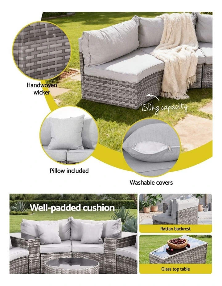 Gardeon 8 Seater Outdoor Sofa Set 11PCS Table Chair Set Garden Rattan Furniture image 5
