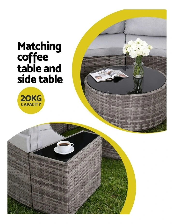 Gardeon 8 Seater Outdoor Sofa Set 11PCS Table Chair Set Garden Rattan Furniture image 6