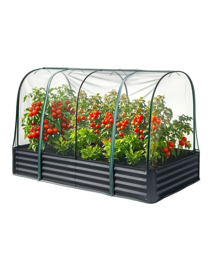 Green Fingers Raised Garden Bed with Mesh Netting Galvanised Planter Box Bird Proof 180x90x120cm image 1