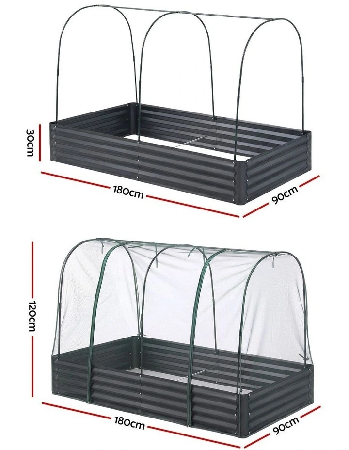 Green Fingers Raised Garden Bed with Mesh Netting Galvanised Planter Box Bird Proof 180x90x120cm image 2