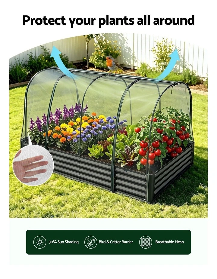 Green Fingers Raised Garden Bed with Mesh Netting Galvanised Planter Box Bird Proof 180x90x120cm image 5