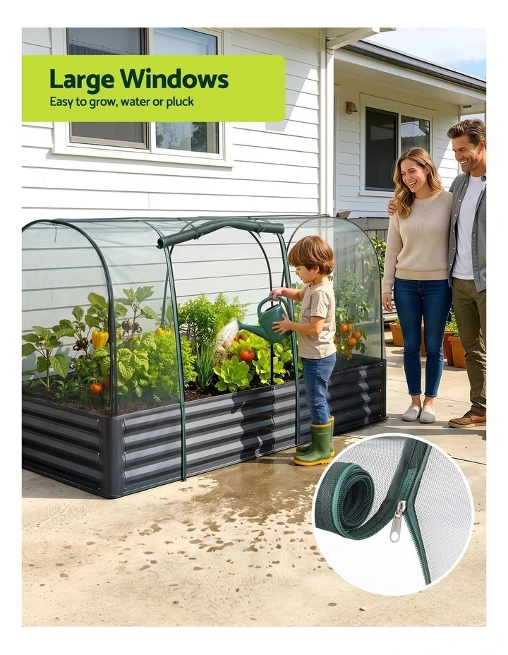 Green Fingers Raised Garden Bed with Mesh Netting Galvanised Planter Box Bird Proof 180x90x120cm image 6