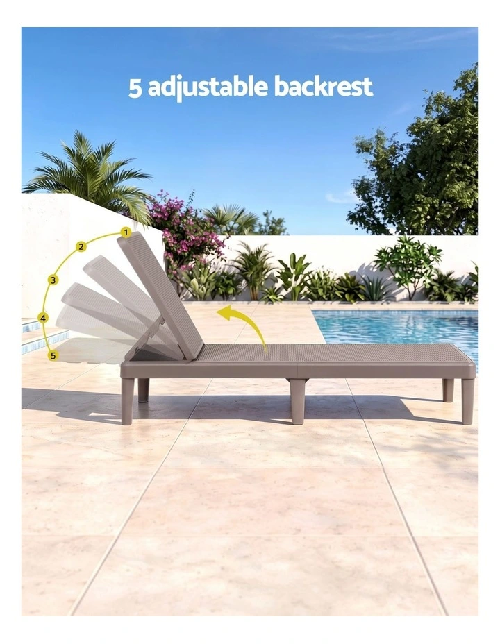 Gardeon Sun Lounge Adjustable Lounger Patio Outdoor Furniture Lightweight Brown image 5