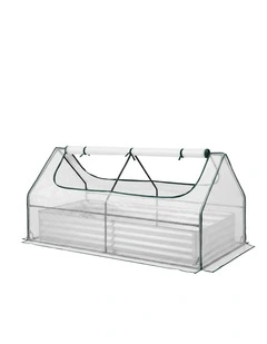 Green Fingers 3 in 1 Raised Garden Bed with Greenhouse Galvanised Planter Box Kit