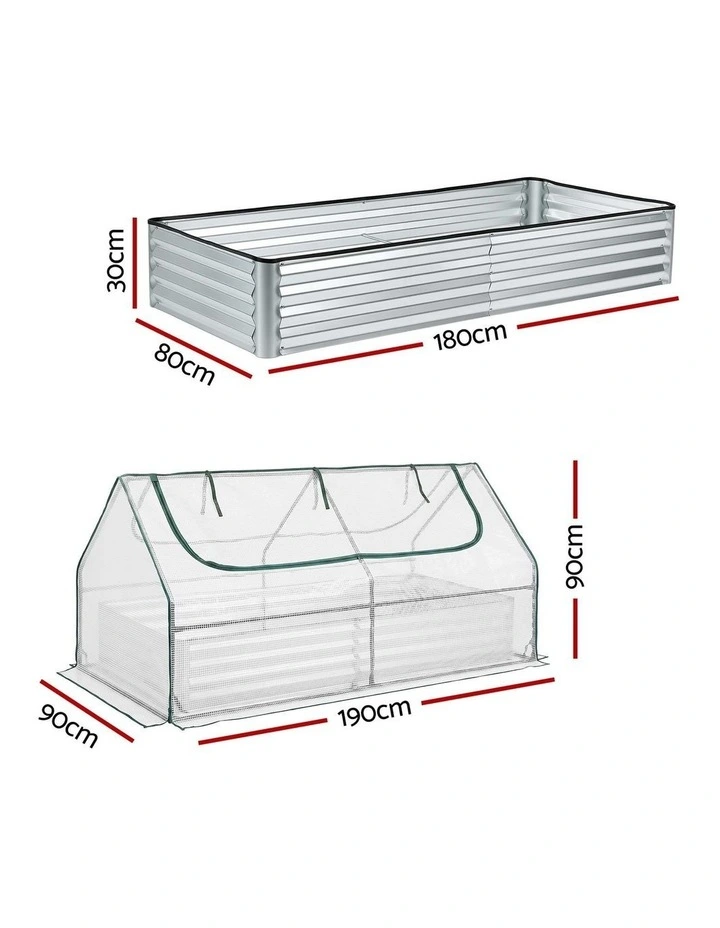 Green Fingers 3 in 1 Raised Garden Bed with Greenhouse Galvanised Planter Box Kit image 2