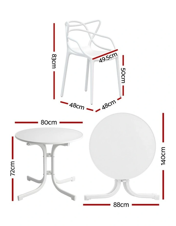 Gardeon 5PCS Outdoor Dining Set Table and Chairs Garden Patio Furniture Entwine White image 2