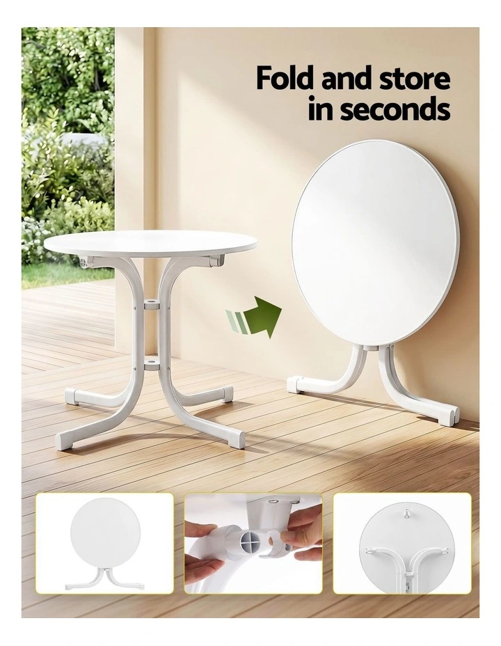 Gardeon 5PCS Outdoor Dining Set Table and Chairs Garden Patio Furniture Entwine White image 5
