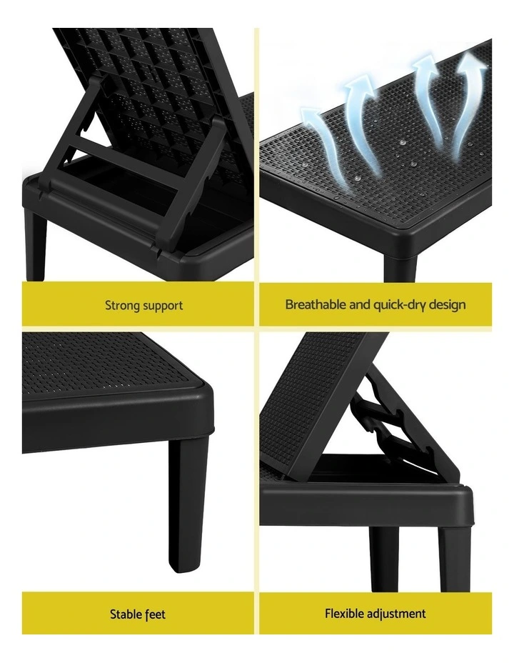 Gardeon Sun Lounge Adjustable Lounger Patio Outdoor Furniture Lightweight Black image 5