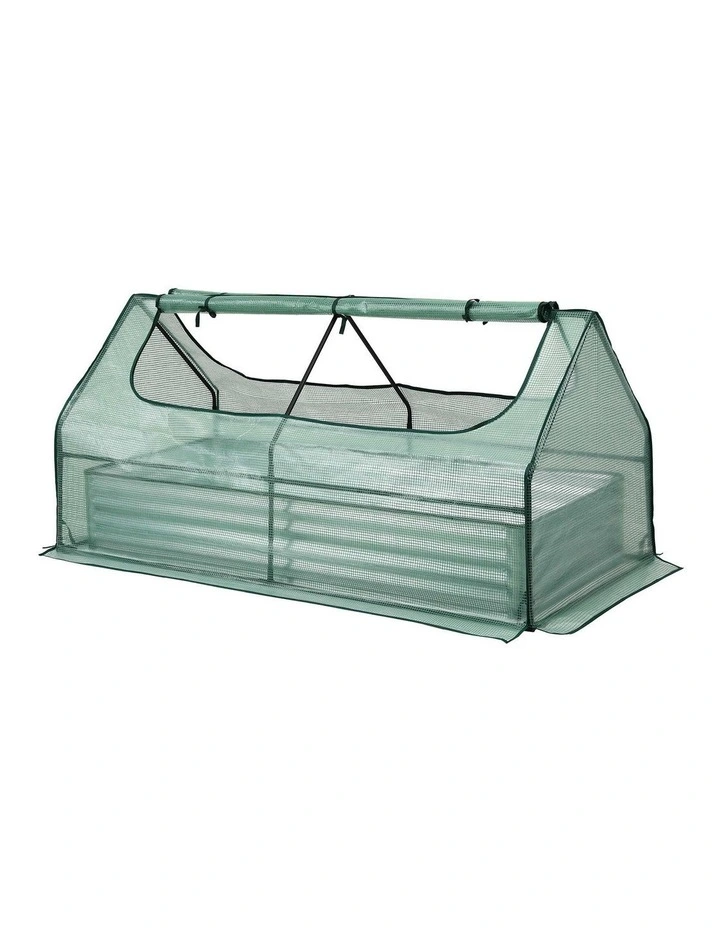 Green Fingers Raised Garden Bed with Greenhouse 3 in 1 Galvanised Planter Box Kit image 1