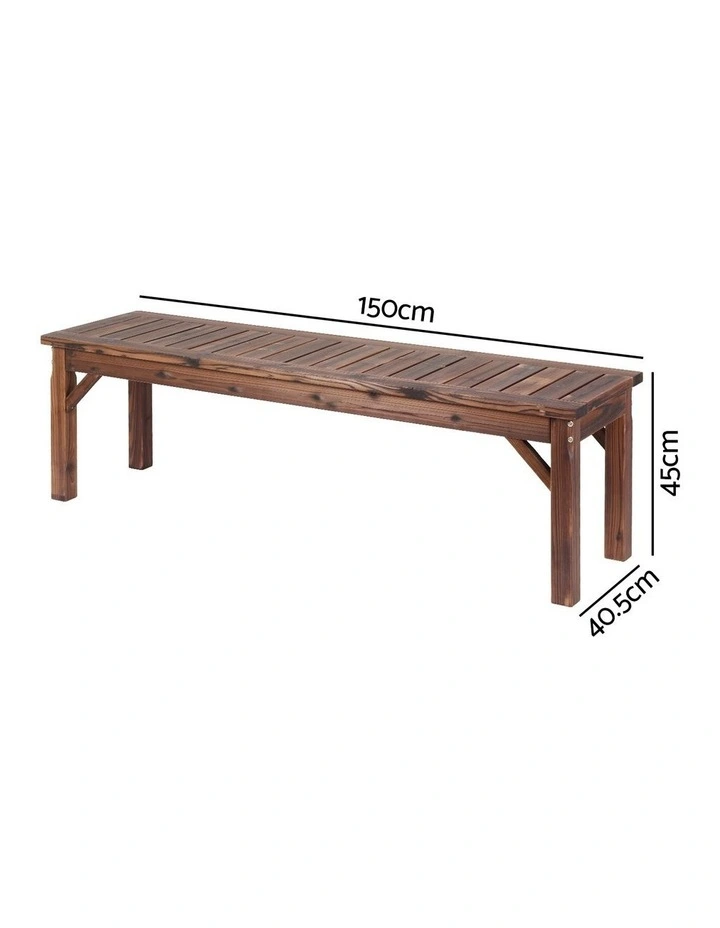 Gardeon Garden Benches Garden Seating Backless Timber Seat 150cm Brown image 2