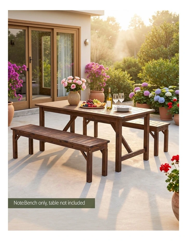 Gardeon Garden Benches Garden Seating Backless Timber Seat 150cm Brown image 4