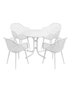Gardeon 5PCS Outdoor Dining Set Table and Chairs Patio Furniture Garden Diamond White