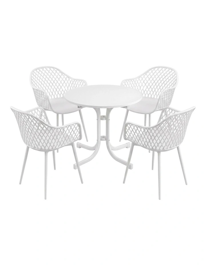 Gardeon 5PCS Outdoor Dining Set Table and Chairs Patio Furniture Garden Diamond White image 1