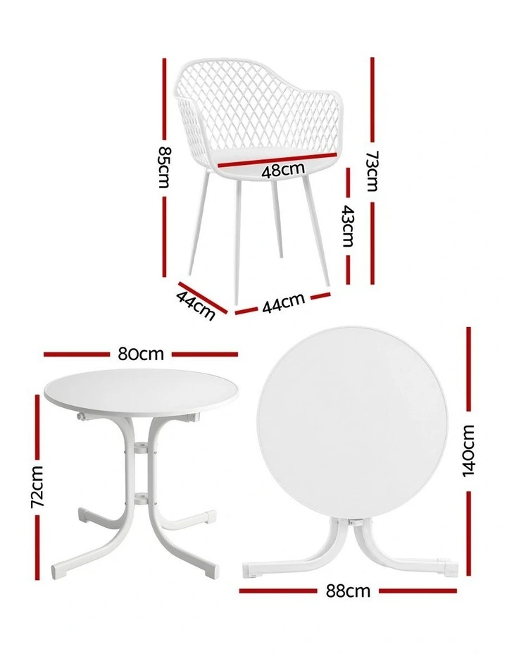 Gardeon 5PCS Outdoor Dining Set Table and Chairs Patio Furniture Garden Diamond White image 2
