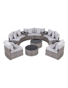 Gardeon 8 Seater Outdoor Sofa Set 14PCS Table Chair Set Rattan Patio Furniture