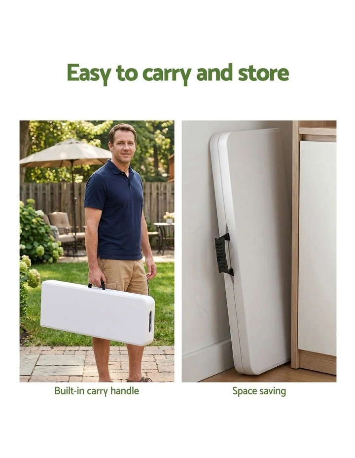 Gardeon 180cm Folding Garden Bench Portable Trestle Seat HDPE Fold In Half White image 6