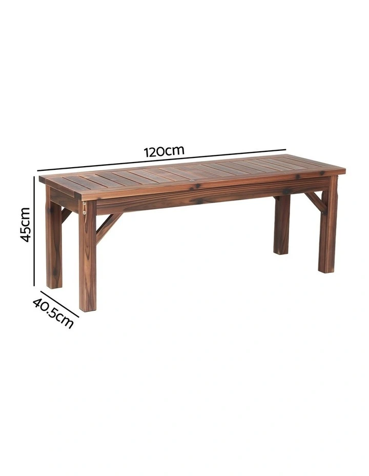 Gardeon Garden Benches Garden Seating Backless Timber Seat 120cm Brown image 2