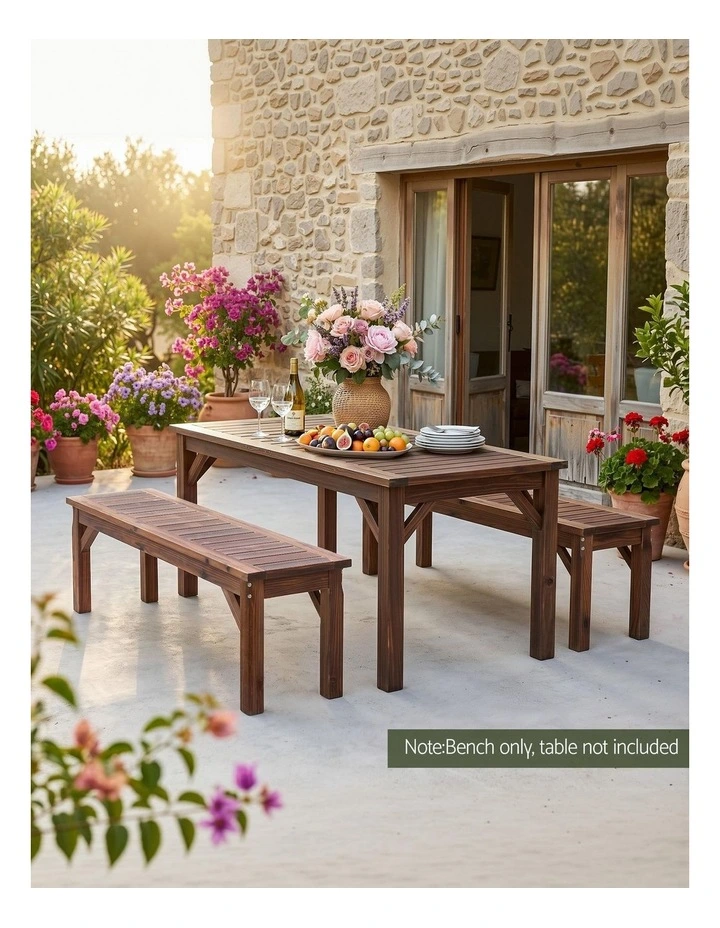Gardeon Garden Benches Garden Seating Backless Timber Seat 120cm Brown image 4