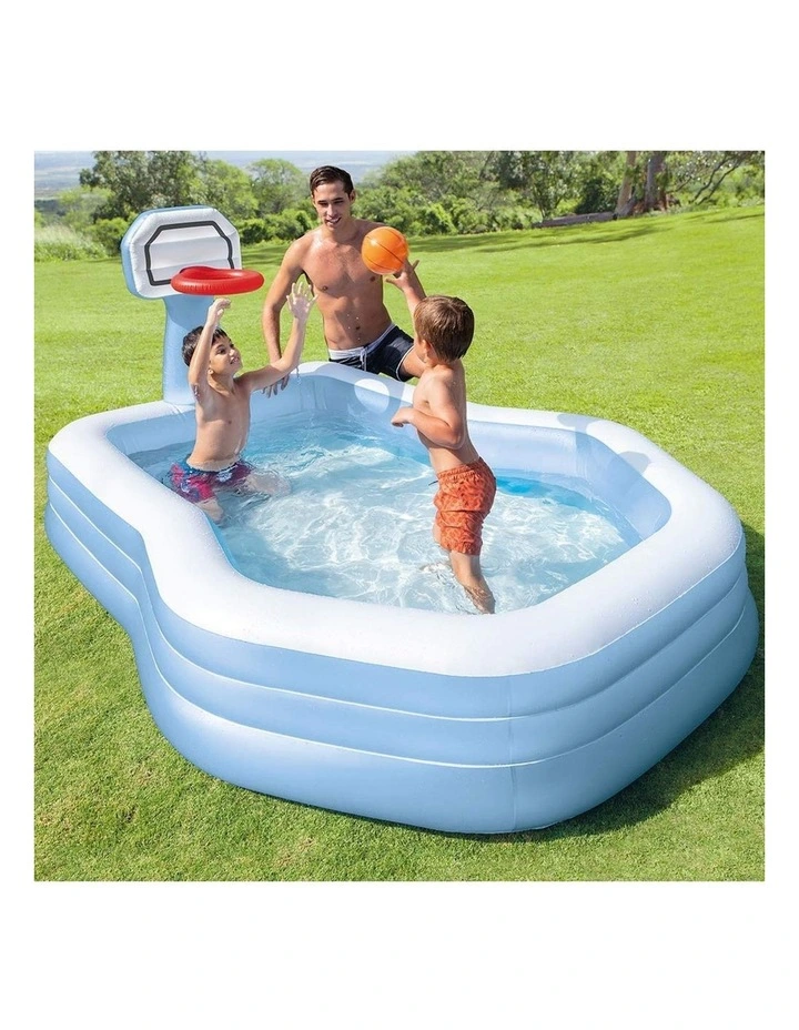 257cm Inflatable Swim Center Shootin' Hoops Family Pool image 2