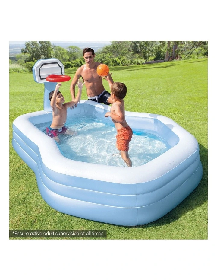 257cm Inflatable Swim Center Shootin' Hoops Family Pool image 4
