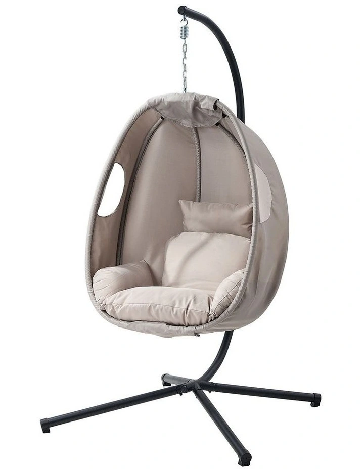 Livsip Outdoor Egg Hanging Chair Swing Seat Furniture with Stand Cushions Grey image 1
