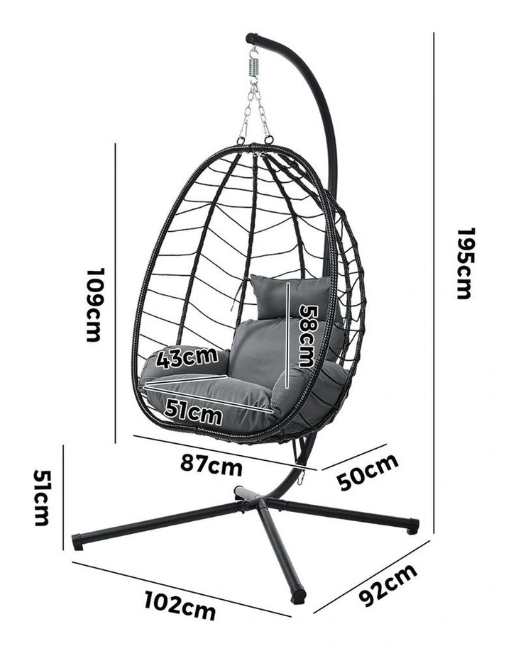Livsip Outdoor Rattan Hanging Chair Porch Swing Chair Egg Seat Garden Furniture image 3