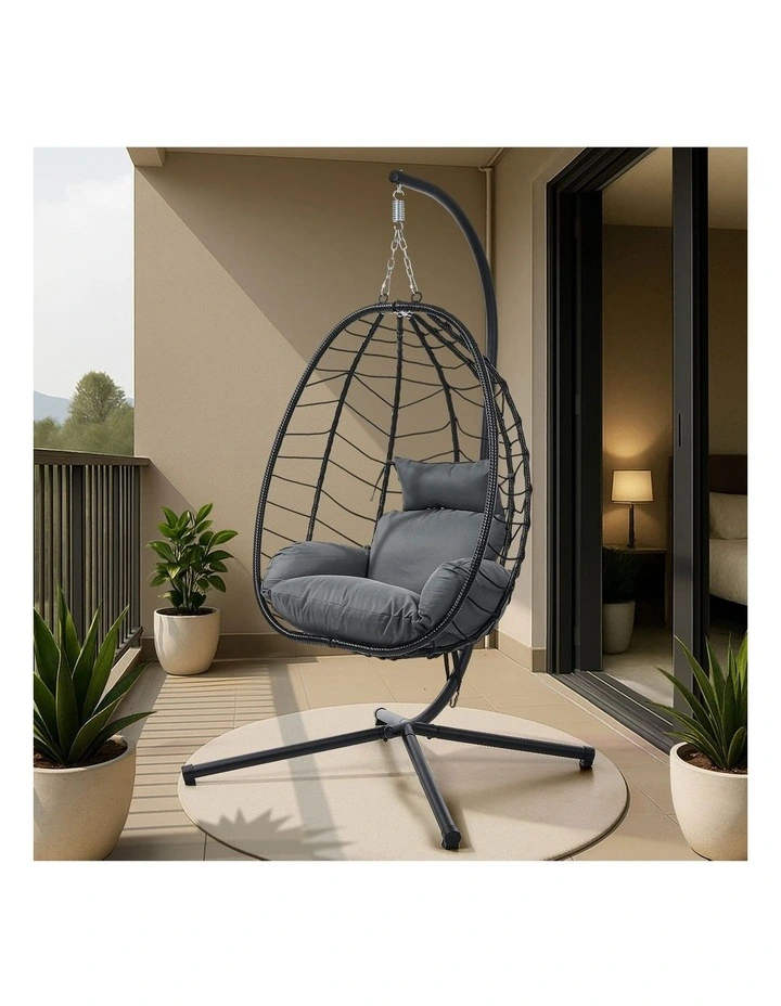 Livsip Outdoor Rattan Hanging Chair Porch Swing Chair Egg Seat Garden Furniture image 4