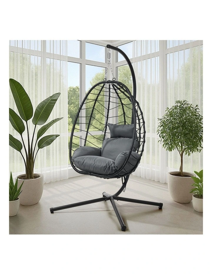 Livsip Outdoor Rattan Hanging Chair Porch Swing Chair Egg Seat Garden Furniture image 5