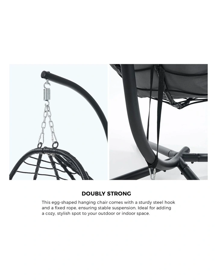 Livsip Outdoor Rattan Hanging Chair Porch Swing Chair Egg Seat Garden Furniture image 6