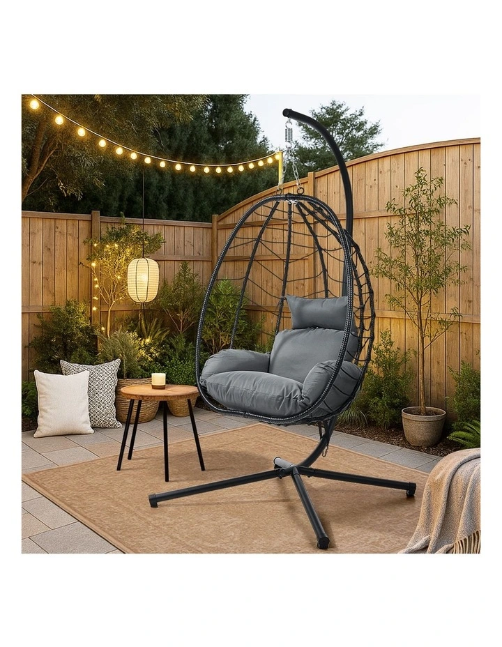 Livsip Outdoor Rattan Hanging Chair Porch Swing Chair Egg Seat Garden Furniture image 7