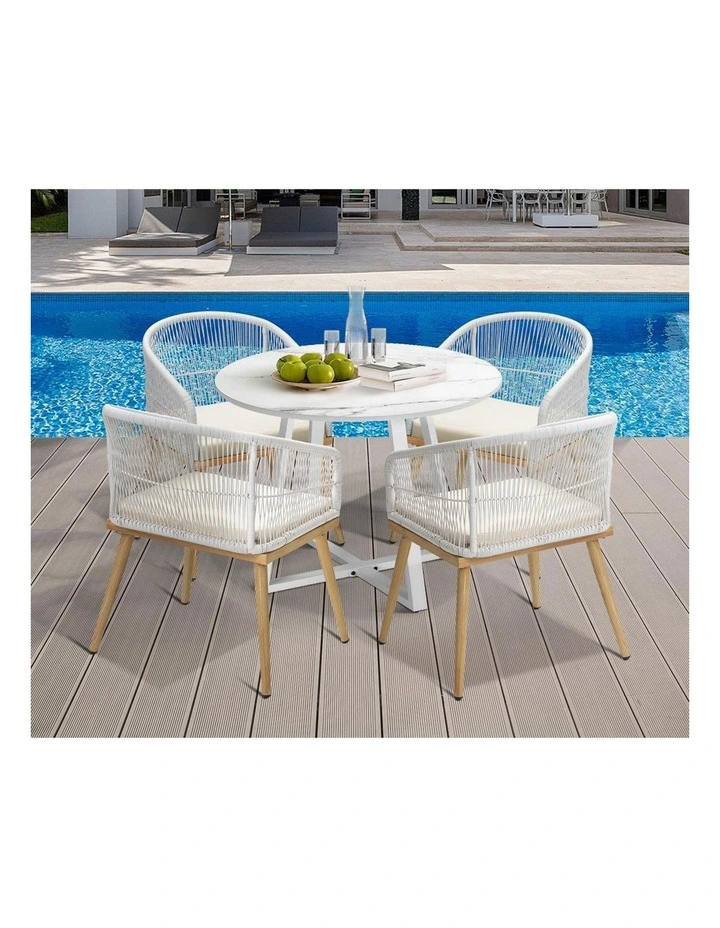 Livsip 5PCS Outdoor Dining Setting Table and Chairs Patio Furniture Bistro Set image 7