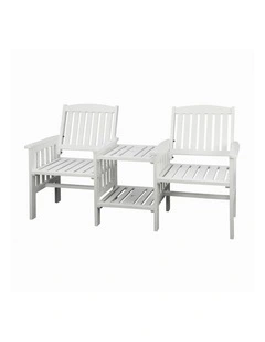 Livsip Wooden Garden Bench 2 Seat Chair & Table Outdoor Patio Furniture White