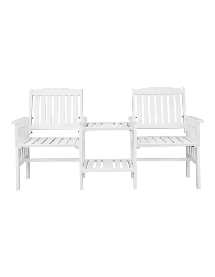 Livsip Wooden Garden Bench 2 Seat Chair & Table Outdoor Patio Furniture White image 2