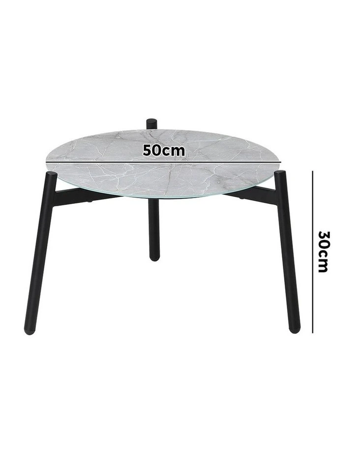 Livsip Outdoor Coffee Side Marble Table Desk Patio Furniture Garden 50cm Grey image 3