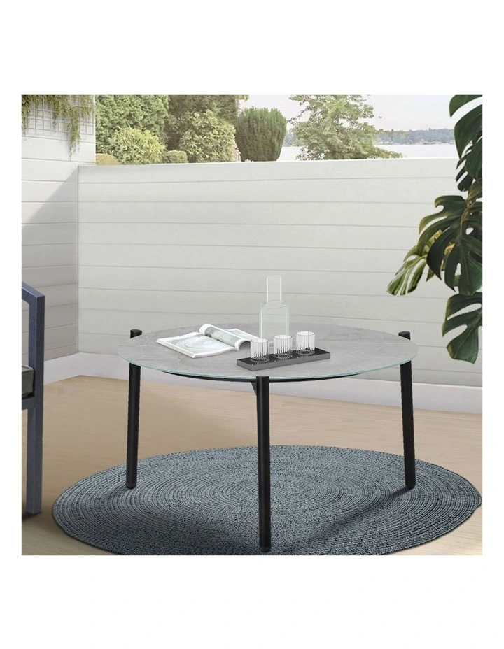 Livsip Outdoor Coffee Side Marble Table Desk Patio Furniture Garden 50cm Grey image 4