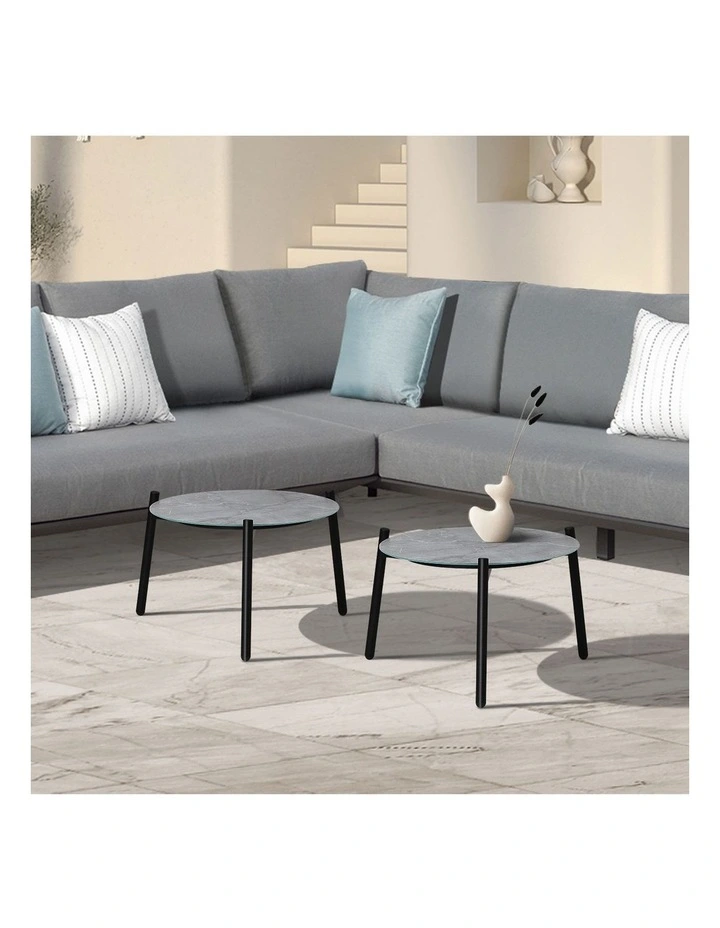 Livsip Outdoor Coffee Side Marble Table Desk Patio Furniture Garden 50cm Grey image 5