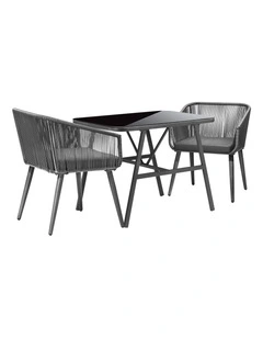 Livsip Outdoor Dining Setting 3 Piece Lounge Patio Furniture Table Chairs Set