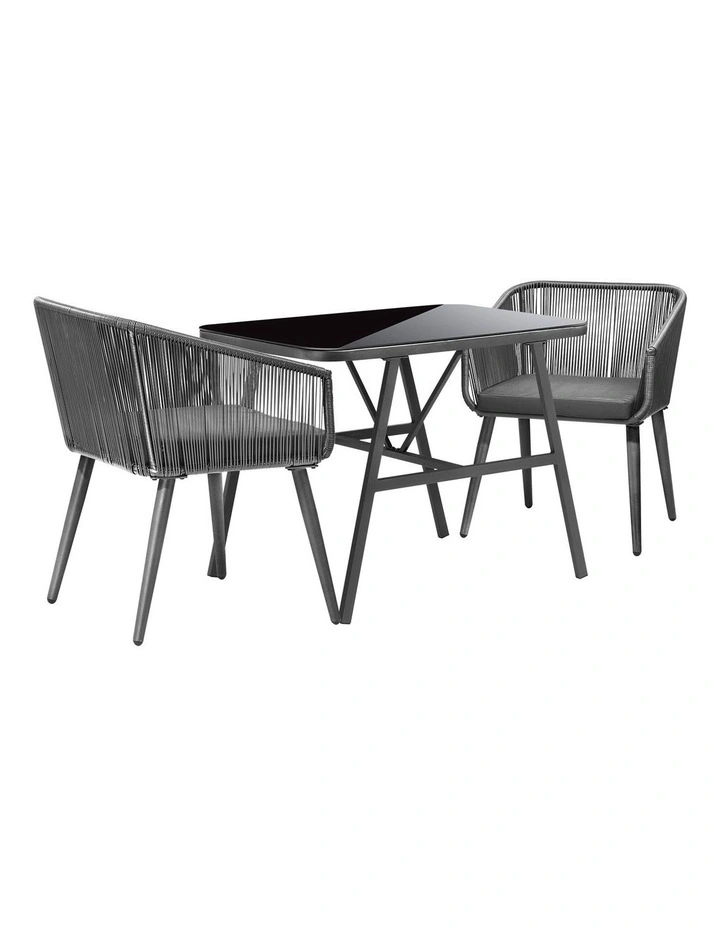 Livsip Outdoor Dining Setting 3 Piece Lounge Patio Furniture Table Chairs Set image 1