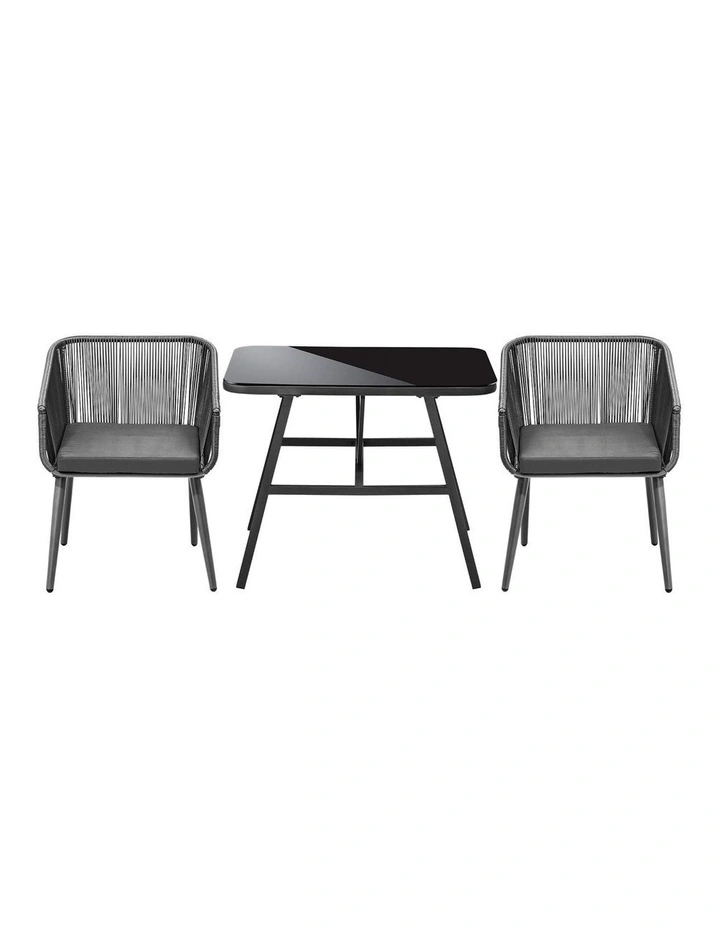 Livsip Outdoor Dining Setting 3 Piece Lounge Patio Furniture Table Chairs Set image 2